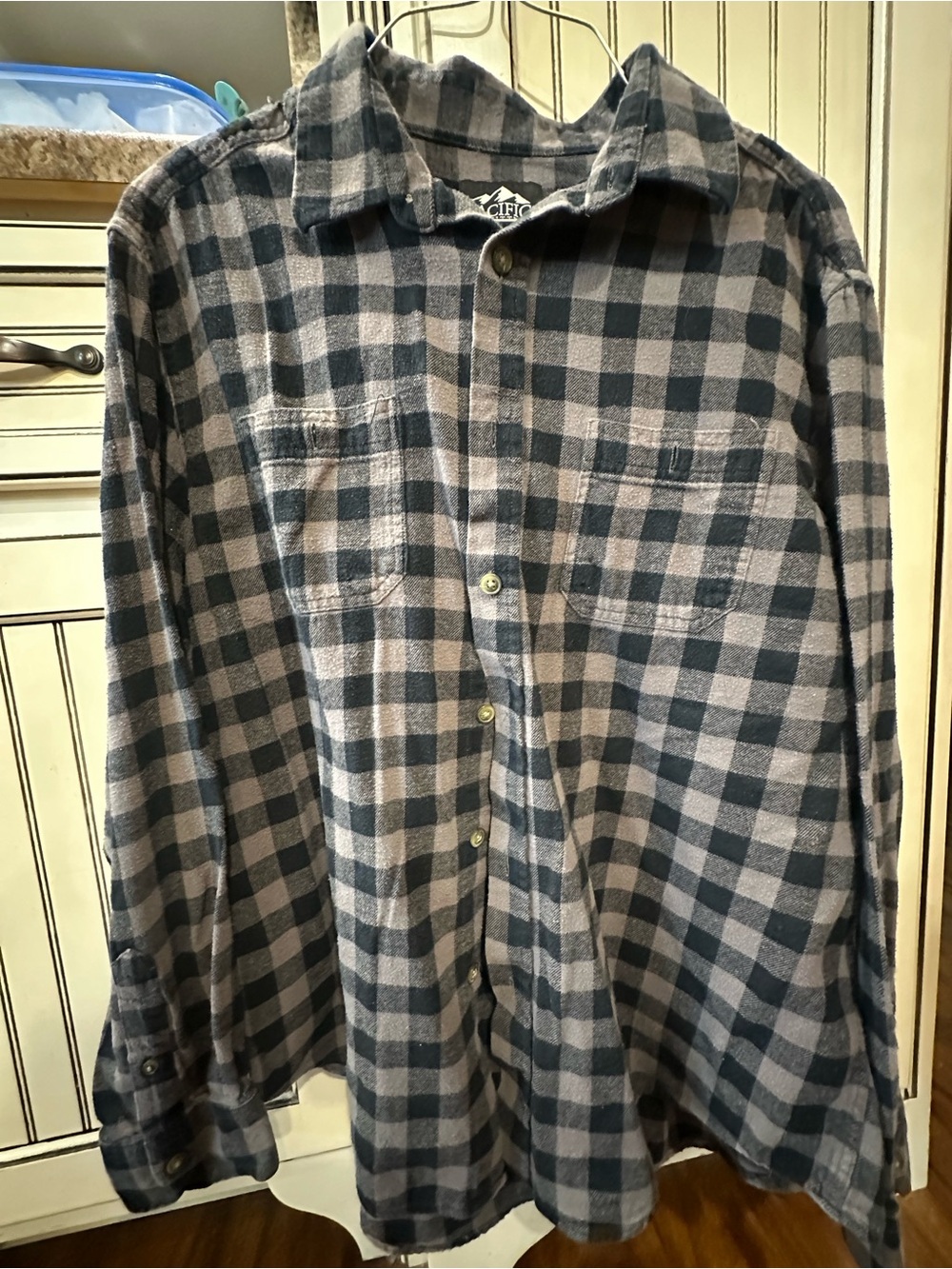 Pacific Trail Gray and Navy Plaid Button-Up Shirt